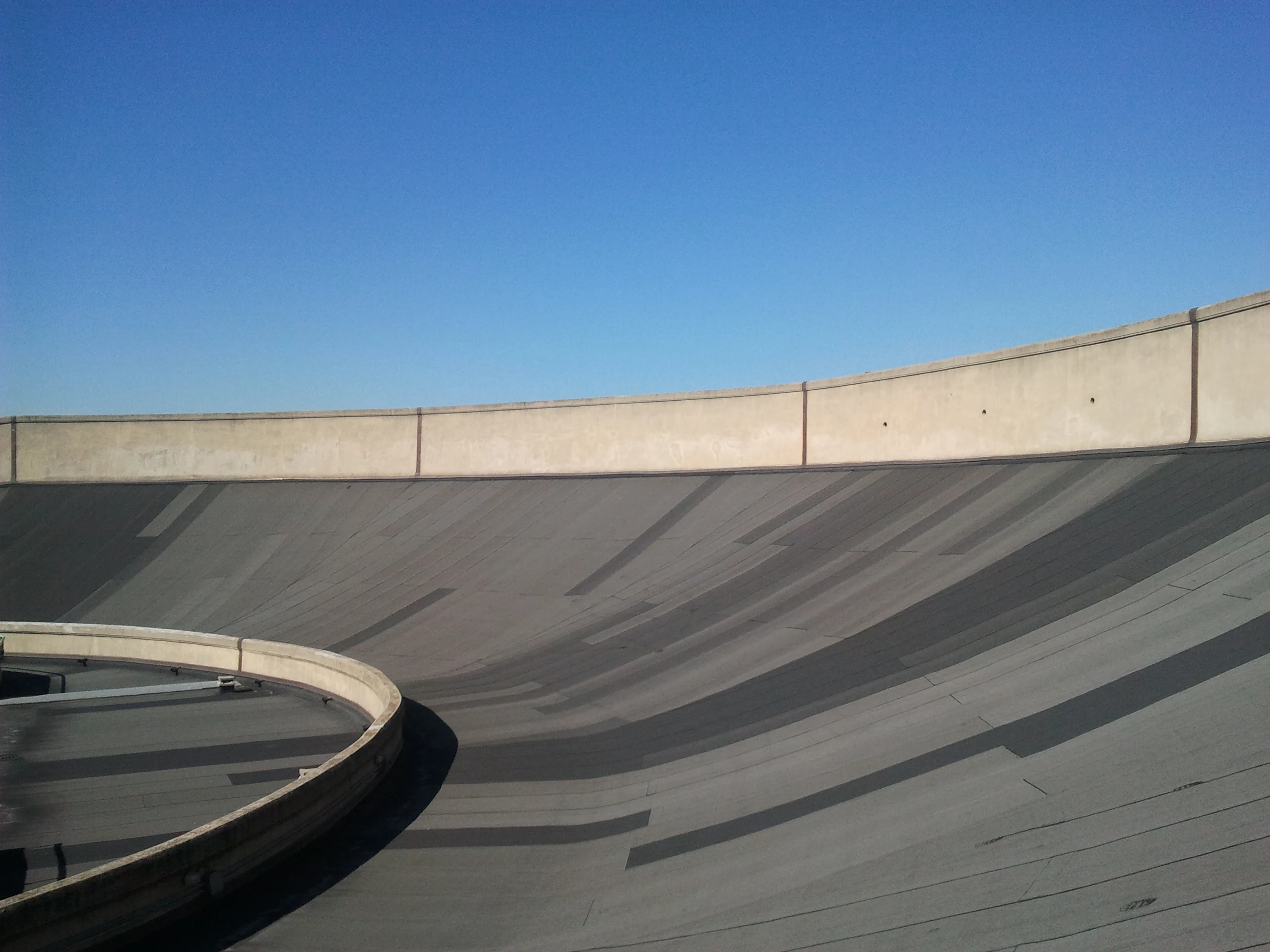 The banked curve of the rooftop test track at Lingotto, Turin